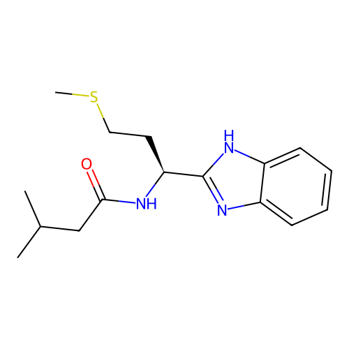 (S)-N-(1-(1H-benzo[d]imidazol-2-yl)-3-(methylthio)propyl)-3-methylbutanamide structure