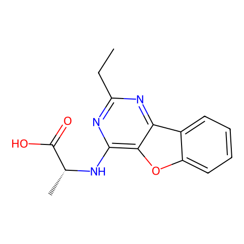 (R)-2-((2-ethylbenzofuro[3,2-d]pyrimidin-4-yl)amino)propanoic acid structure