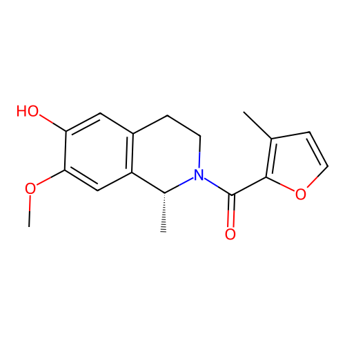 (R)-(6-hydroxy-7-methoxy-1-methyl-3,4-dihydroisoquinolin-2(1H)-yl)(3-methylfuran-2-yl)methanone structure