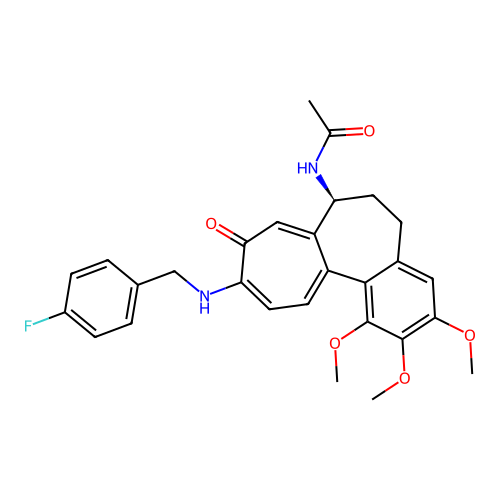 (S)-N-(10-((4-fluorobenzyl)amino)-1,2,3-trimethoxy-9-oxo-5,6,7,9-tetrahydrobenzo[a]heptalen-7-yl)acetamide structure