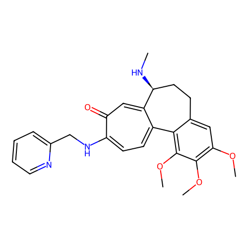 (7S)-1,2,3-trimethoxy-7-(methylamino)-10-(pyridin-2-ylmethylamino)-6,7-dihydro-5H-benzo[a]heptalen-9-one structure