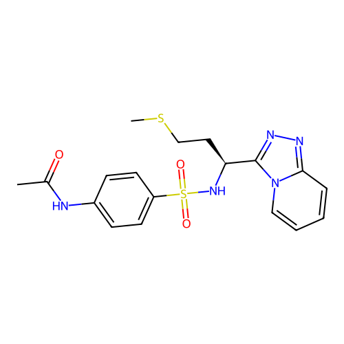 (S)-N-(4-(N-(1-([1,2,4]triazolo[4,3-a]pyridin-3-yl)-3-(methylthio)propyl)sulfamoyl)phenyl)acetamide structure