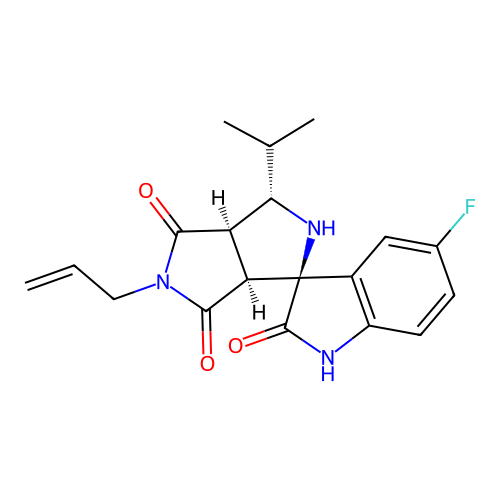 (1'S,3'S,3a'R,6a'S)-5'-allyl-5-fluoro-3'-isopropyl-3',3a'-dihydro-2'H-spiro[indoline-3,1'-pyrrolo[3,4-c]pyrrole]-2,4',6'(5'H,6a'H)-trione structure