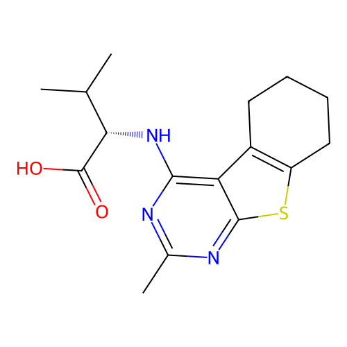 N-(2-methyl-5,6,7,8-tetrahydro[1]benzothieno[2,3-d]pyrimidin-4-yl)-L-valine structure
