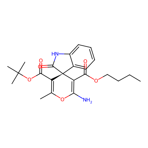 (S)-5'-tert-butyl 3'-butyl 2'-amino-6'-methyl-2-oxospiro[indoline-3,4'-pyran]-3',5'-dicarboxylate structure