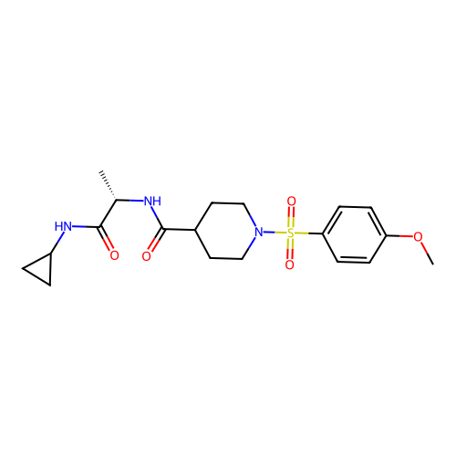 (S)-N-(1-(cyclopropylamino)-1-oxopropan-2-yl)-1-((4-methoxyphenyl)sulfonyl)piperidine-4-carboxamide structure