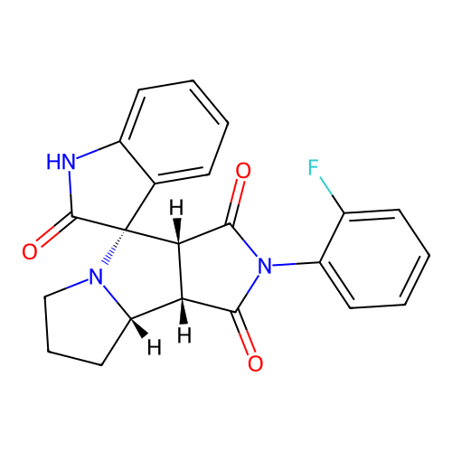 (3S,3'aR,8'aS,8'bS)-2'-(2-fluorophenyl)spiro[1H-indole-3,4'-3a,6,7,8,8a,8b-hexahydropyrrolo[3,4-a]pyrrolizine]-1',2,3'-trione structure