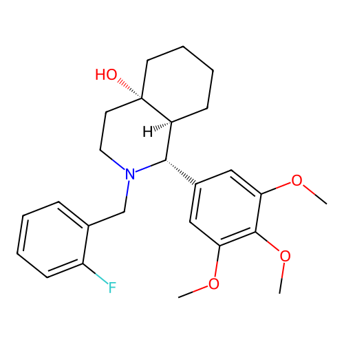 (1R,4aS,8aS)-2-(2-fluorobenzyl)-1-(3,4,5-trimethoxyphenyl)decahydroisoquinolin-4a-ol structure