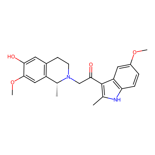 (R)-2-(6-hydroxy-7-methoxy-1-methyl-3,4-dihydroisoquinolin-2(1H)-yl)-1-(5-methoxy-2-methyl-1H-indol-3-yl)ethanone structure