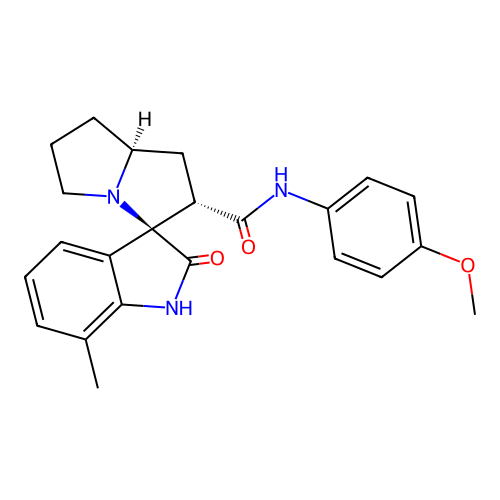 (2'S,3R,7a'S)-N-(4-methoxyphenyl)-7-methyl-2-oxo-1',2',5',6',7',7a'-hexahydrospiro[indoline-3,3'-pyrrolizine]-2'-carboxamide structure