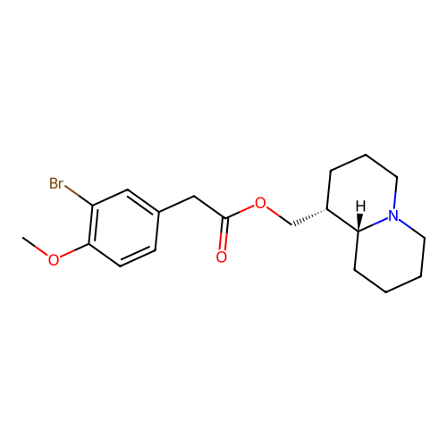 ((1R,9aR)-octahydro-1H-quinolizin-1-yl)methyl 2-(3-bromo-4-methoxyphenyl)acetate structure