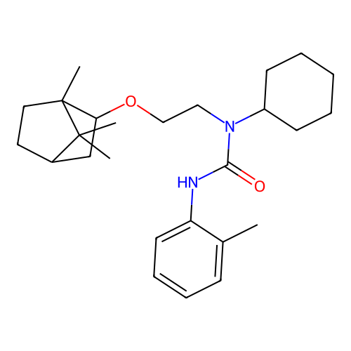 1-CYCLOHEXYL-3-(2-METHYLPHENYL)-1-[2-({1,7,7-TRIMETHYLBICYCLO[2.2.1]HEPTAN-2-YL}OXY)ETHYL]UREA structure