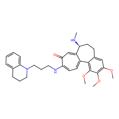 (7S)-10-[3-(3,4-dihydro-2H-quinolin-1-yl)propylamino]-1,2,3-trimethoxy-7-(methylamino)-6,7-dihydro-5H-benzo[a]heptalen-9-one structure