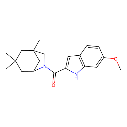(6-methoxy-1H-indol-2-yl)(1,3,3-trimethyl-6-azabicyclo[3.2.1]oct-6-yl)methanone structure