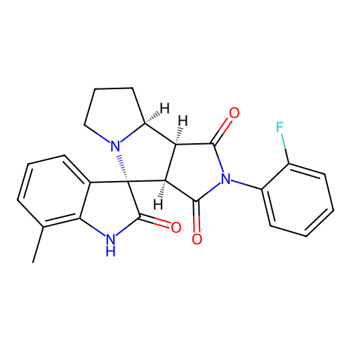 (3S,3'aR,8'aS,8'bS)-2'-(2-fluorophenyl)-7-methylspiro[1H-indole-3,4'-3a,6,7,8,8a,8b-hexahydropyrrolo[3,4-a]pyrrolizine]-1',2,3'-trione structure