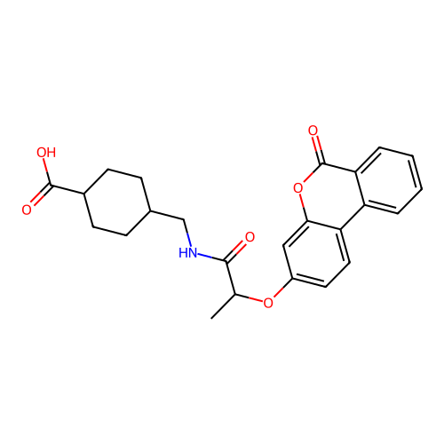 4-[[2-(6-oxobenzo[c]chromen-3-yl)oxypropanoylamino]methyl]cyclohexane-1-carboxylic acid structure