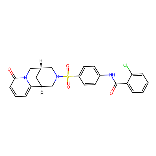 2-chloro-N-(4-(((1R,5R)-8-oxo-5,6-dihydro-1H-1,5-methanopyrido[1,2-a][1,5]diazocin-3(2H,4H,8H)-yl)sulfonyl)phenyl)benzamide structure