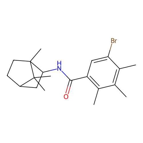 5-bromo-2,3,4-trimethyl-N-(1,7,7-trimethylbicyclo[2.2.1]hept-2-yl)benzamide structure