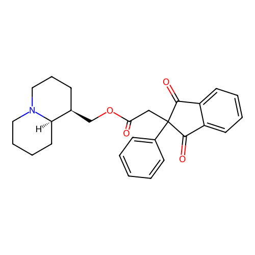 ((1R,9aR)-octahydro-1H-quinolizin-1-yl)methyl 2-(1,3-dioxo-2-phenyl-2,3-dihydro-1H-inden-2-yl)acetate structure