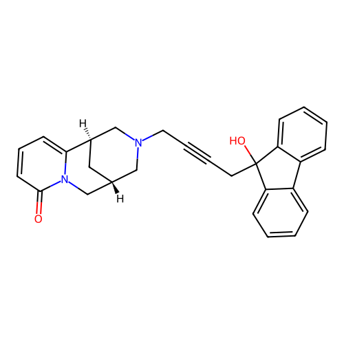 (1R,5S)-3-(4-(9-hydroxy-9H-fluoren-9-yl)but-2-yn-1-yl)-3,4,5,6-tetrahydro-1H-1,5-methanopyrido[1,2-a][1,5]diazocin-8(2H)-one structure