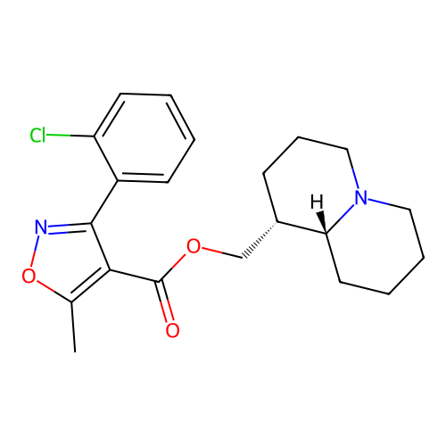 ((1R,9aR)-octahydro-1H-quinolizin-1-yl)methyl 3-(2-chlorophenyl)-5-methylisoxazole-4-carboxylate structure