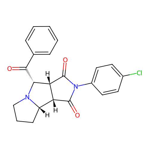 (3aR,4S,8aS,8bS)-2-(4-chlorophenyl)-4-(phenylcarbonyl)hexahydropyrrolo[3,4-a]pyrrolizine-1,3(2H,4H)-dione structure
