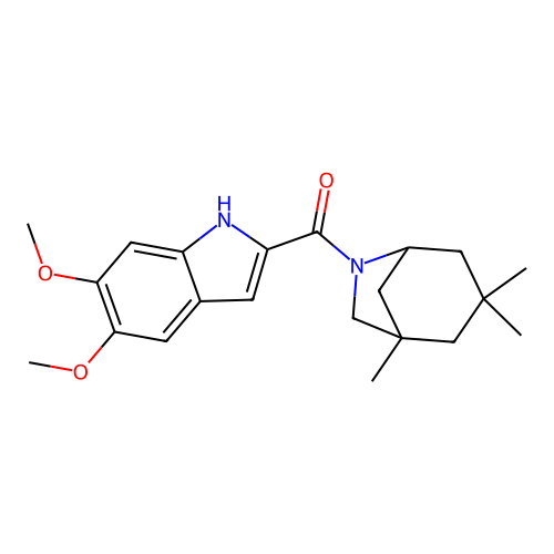(5,6-dimethoxy-1H-indol-2-yl)(1,3,3-trimethyl-6-azabicyclo[3.2.1]oct-6-yl)methanone structure