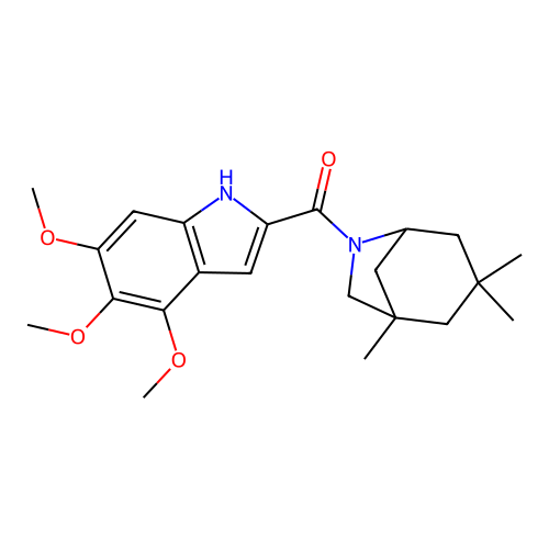 (4,5,6-trimethoxy-1H-indol-2-yl)((1R,5S)-1,3,3-trimethyl-6-azabicyclo[3.2.1]octan-6-yl)methanone structure