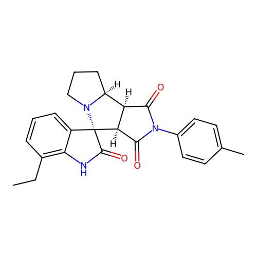 (3S,3'aR,8'aS,8'bS)-7-ethyl-2'-(4-methylphenyl)spiro[1H-indole-3,4'-3a,6,7,8,8a,8b-hexahydropyrrolo[3,4-a]pyrrolizine]-1',2,3'-trione structure