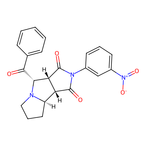 (3aR,4S,8aR,8bS)-2-(3-nitrophenyl)-4-(phenylcarbonyl)hexahydropyrrolo[3,4-a]pyrrolizine-1,3(2H,4H)-dione structure