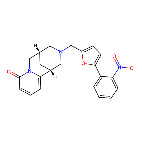 (1R,5S)-3-((5-(2-nitrophenyl)furan-2-yl)methyl)-3,4,5,6-tetrahydro-1H-1,5-methanopyrido[1,2-a][1,5]diazocin-8(2H)-one structure