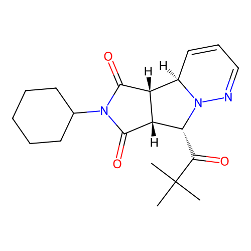 (4aR,4bS,7aR,8S)-6-cyclohexyl-8-(2,2-dimethylpropanoyl)-7a,8-dihydro-4aH-pyrrolo[3',4':3,4]pyrrolo[1,2-b]pyridazine-5,7(4bH,6H)-dione structure