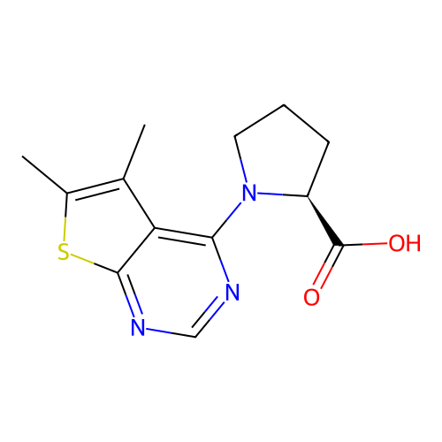 1-(5,6-dimethylthieno[2,3-d]pyrimidin-4-yl)-L-proline structure