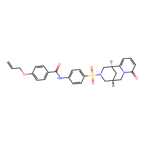 4-(allyloxy)-N-(4-(((1R,5R)-8-oxo-5,6-dihydro-1H-1,5-methanopyrido[1,2-a][1,5]diazocin-3(2H,4H,8H)-yl)sulfonyl)phenyl)benzamide structure