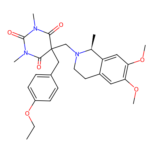 (S)-5-((6,7-dimethoxy-1-methyl-3,4-dihydroisoquinolin-2(1H)-yl)methyl)-5-(4-ethoxybenzyl)-1,3-dimethylpyrimidine-2,4,6(1H,3H,5H)-trione structure