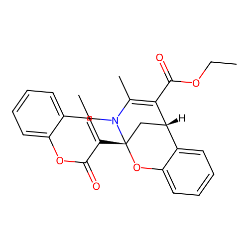 (2R,6S)-ethyl 3-ethyl-4-methyl-2-(2-oxo-2H-chromen-3-yl)-3,6-dihydro-2H-2,6-methanobenzo[g][1,3]oxazocine-5-carboxylate structure