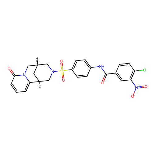 4-chloro-3-nitro-N-(4-(((1R,5R)-8-oxo-5,6-dihydro-1H-1,5-methanopyrido[1,2-a][1,5]diazocin-3(2H,4H,8H)-yl)sulfonyl)phenyl)benzamide structure