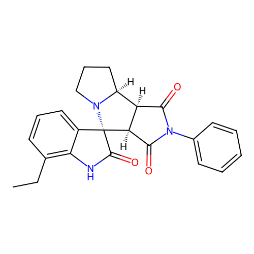 (3S,3'aR,8'aS,8'bS)-7-ethyl-2'-phenylspiro[1H-indole-3,4'-3a,6,7,8,8a,8b-hexahydropyrrolo[3,4-a]pyrrolizine]-1',2,3'-trione structure