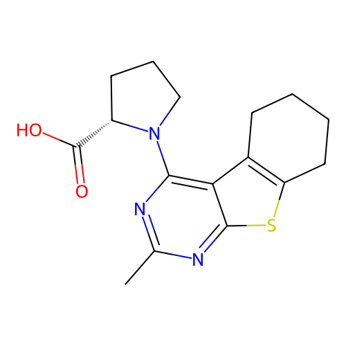 (2S)-1-(2-methyl-5,6,7,8-tetrahydro-[1]benzothiolo[2,3-d]pyrimidin-4-yl)pyrrolidine-2-carboxylic acid structure