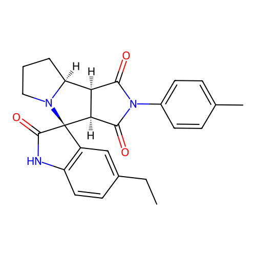 (3S,3'aR,8'aS,8'bS)-5-ethyl-2'-(4-methylphenyl)spiro[1H-indole-3,4'-3a,6,7,8,8a,8b-hexahydropyrrolo[3,4-a]pyrrolizine]-1',2,3'-trione structure