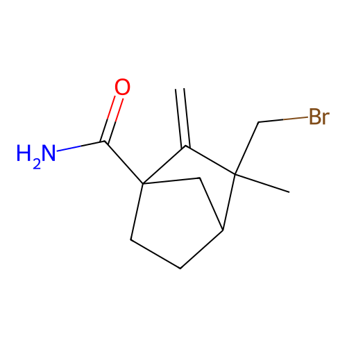 3-(Bromomethyl)-3-methyl-2-methylenebicyclo[2.2.1]heptane-1-carboxamide structure
