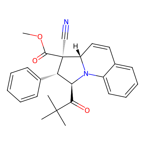 (1R,2R,3R,3aS)-methyl 3-cyano-2-phenyl-1-pivaloyl-1,2,3,3a-tetrahydropyrrolo[1,2-a]quinoline-3-carboxylate structure