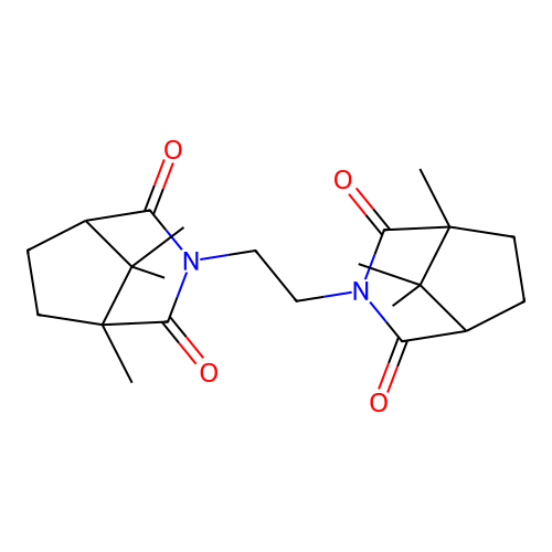 (1S,1'S,5R,5'R)-3,3'-(ethane-1,2-diyl)bis(1,8,8-trimethyl-3-azabicyclo[3.2.1]octane-2,4-dione) structure