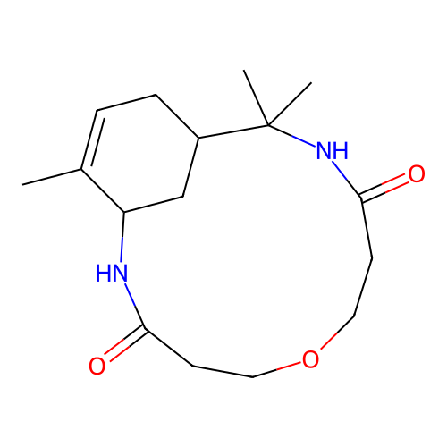 11,11,15-Trimethyl-6-oxa-2,10-diazabicyclo[10.3.1]hexadec-14-ene-3,9-dione structure