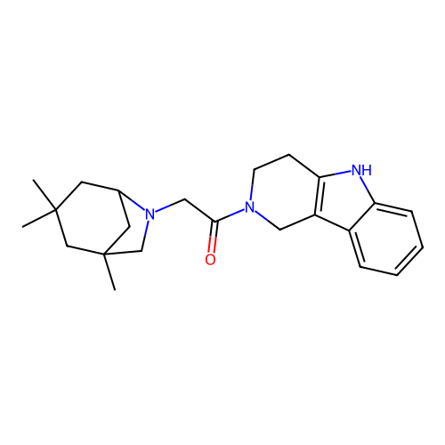 1-(1,3,4,5-tetrahydro-2H-pyrido[4,3-b]indol-2-yl)-2-[(5R)-1,3,3-trimethyl-6-azabicyclo[3.2.1]oct-6-yl]ethanone structure