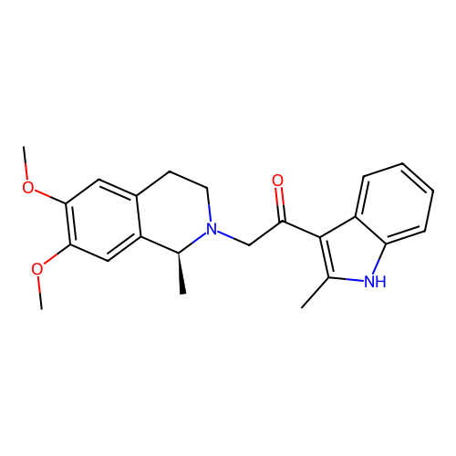 (S)-2-(6,7-dimethoxy-1-methyl-3,4-dihydroisoquinolin-2(1H)-yl)-1-(2-methyl-1H-indol-3-yl)ethanone structure