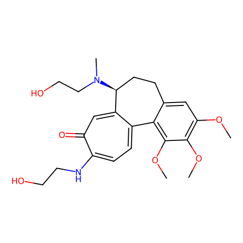 (7S)-10-(2-hydroxyethylamino)-7-[2-hydroxyethyl(methyl)amino]-1,2,3-trimethoxy-6,7-dihydro-5H-benzo[a]heptalen-9-one structure