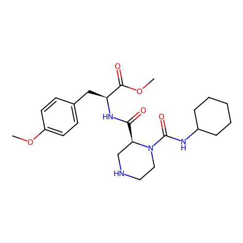N-[[(2S)-1-[(Cyclohexylamino)carbonyl]-2-piperazinyl]carbonyl]-O-methyl-L-tyrosine methyl ester structure