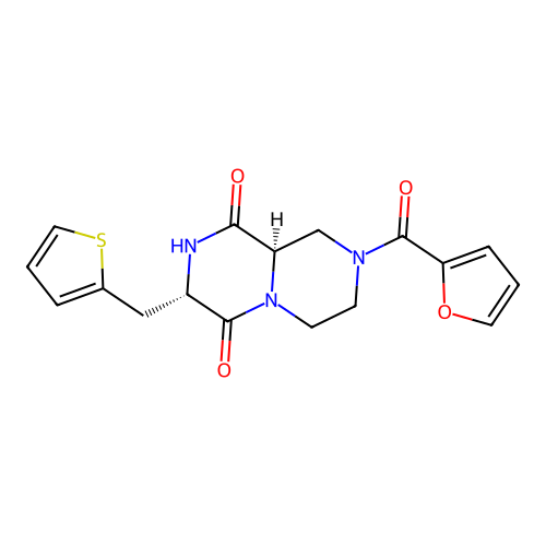 (7S,9aR)-2-(furan-2-carbonyl)-7-(thiophen-2-ylmethyl)-1,3,4,7,8,9a-hexahydropyrazino[1,2-a]pyrazine-6,9-dione structure