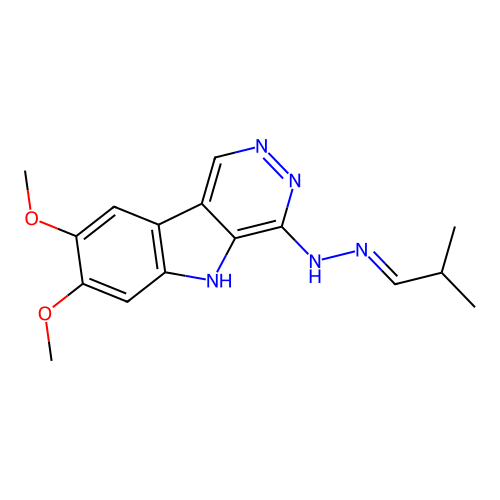 Propanal 2-methyl-, (7,8-dimethoxy-5H-pyridazino(4,5-b)indol-4-yl)hydrazone structure